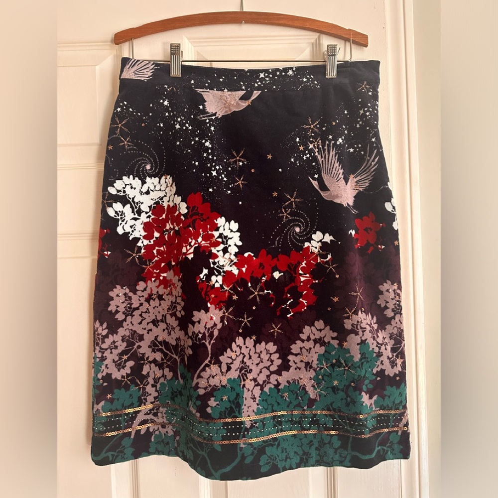 Uk White Stuff Velvet beaded skirt US 6